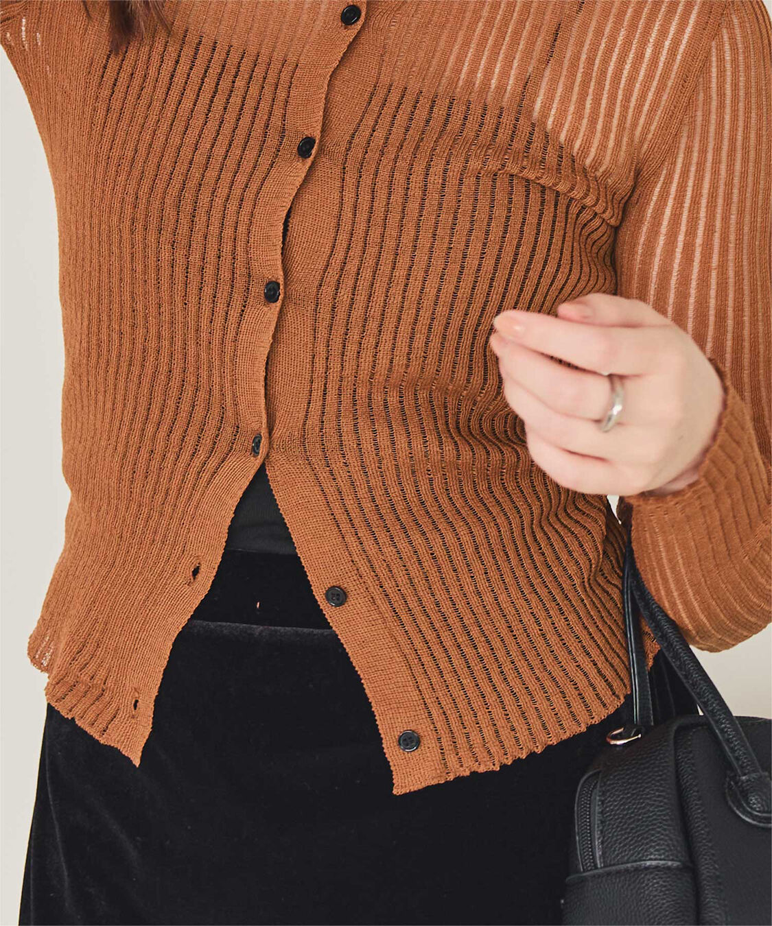 titivate「前後2wayウォッシャブルリブシアーニットカーディガン」|カーディガン|