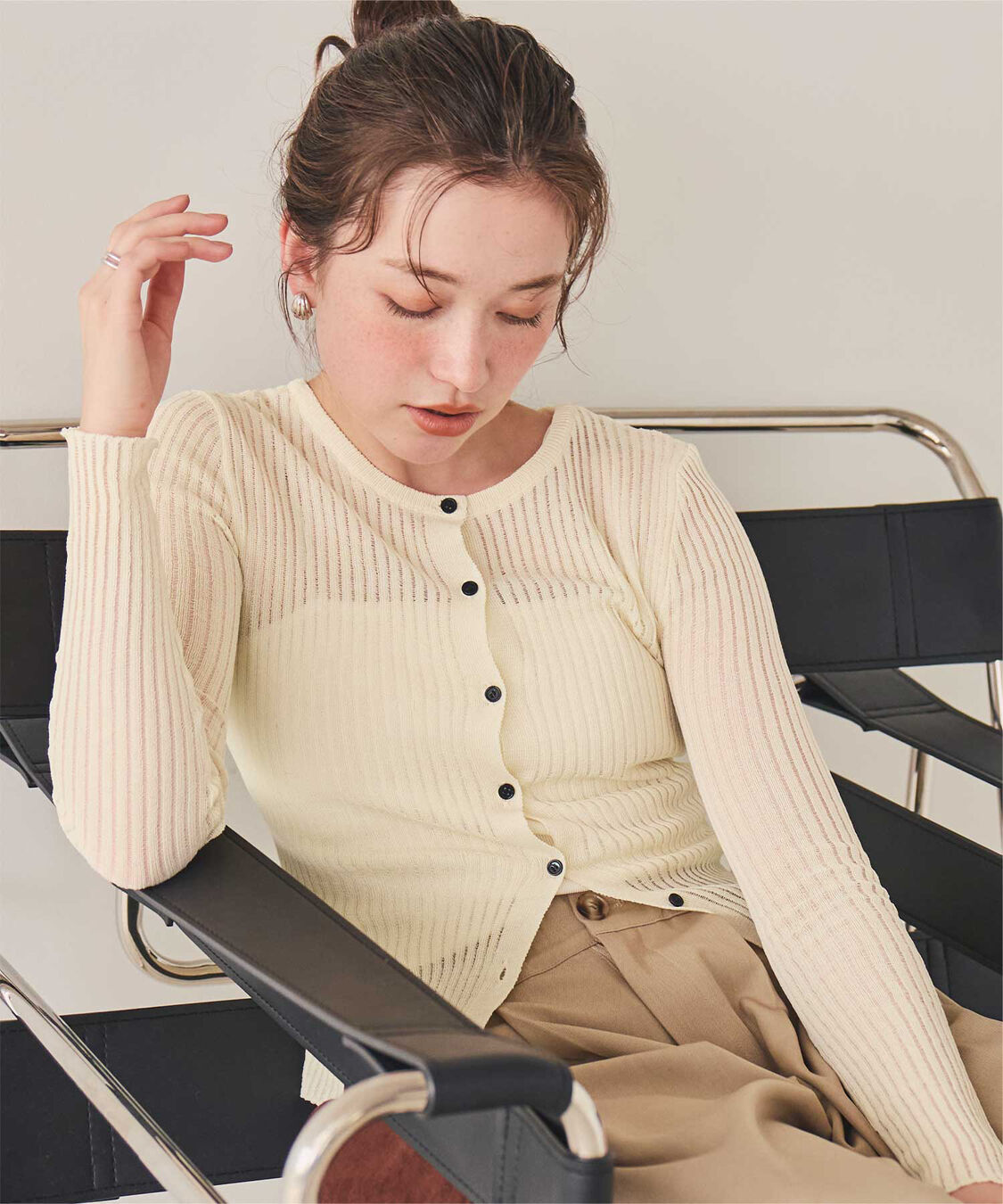 titivate「前後2wayウォッシャブルリブシアーニットカーディガン」|カーディガン|