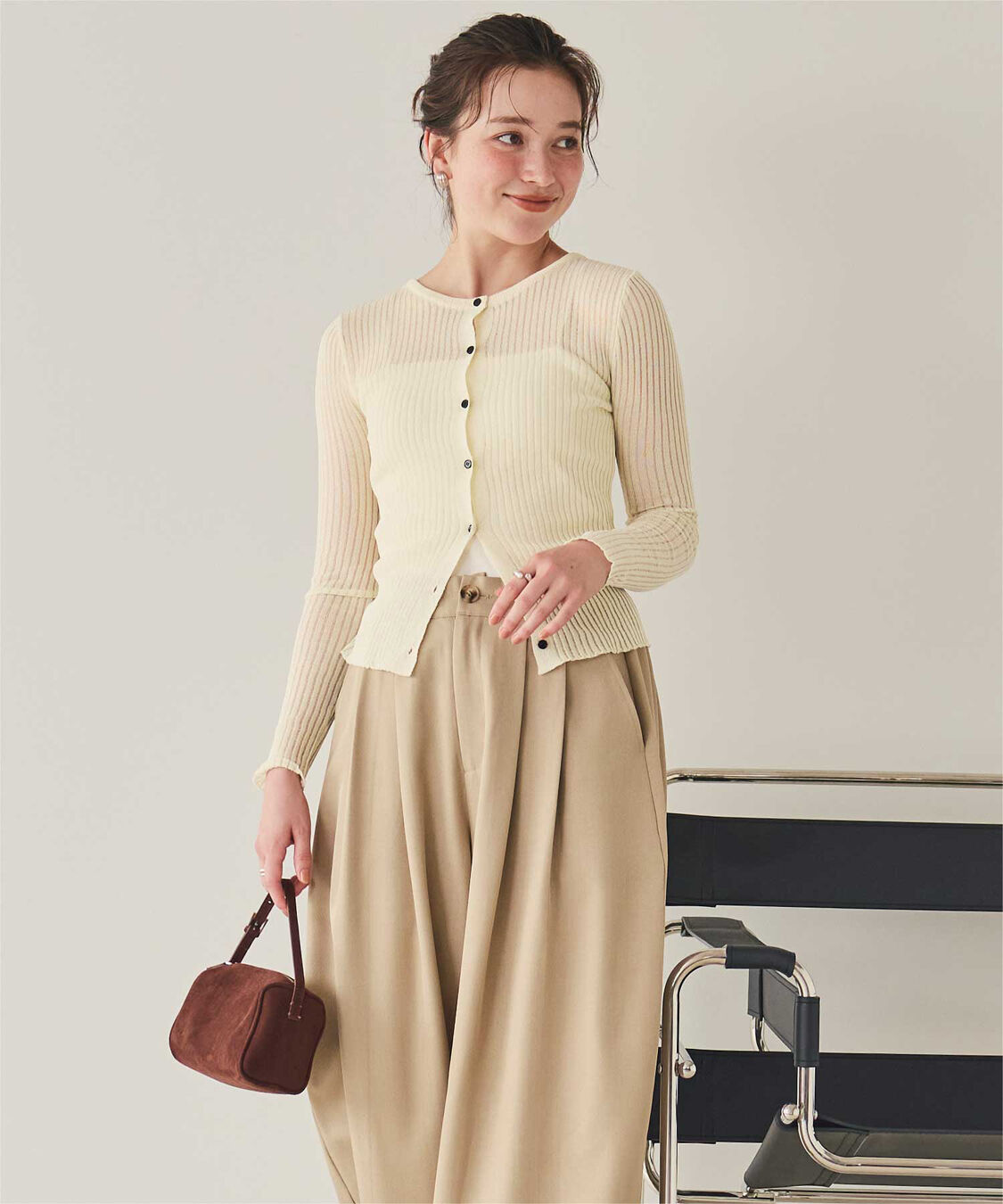 titivate「前後2wayウォッシャブルリブシアーニットカーディガン」|カーディガン|