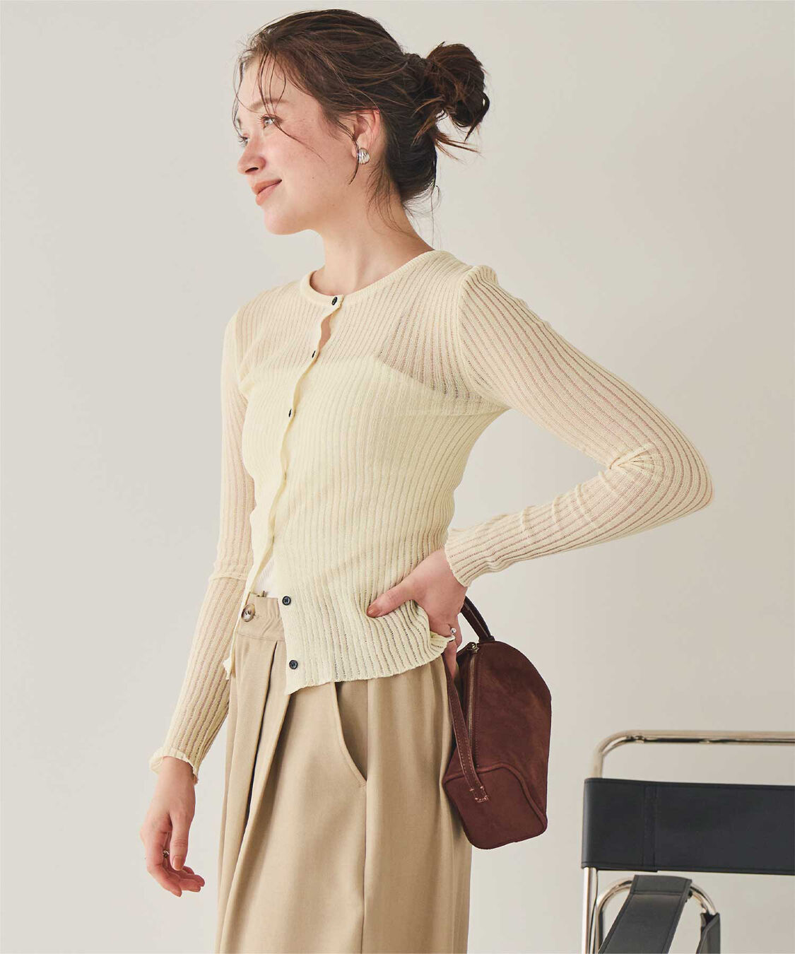 titivate「前後2wayウォッシャブルリブシアーニットカーディガン」|カーディガン|