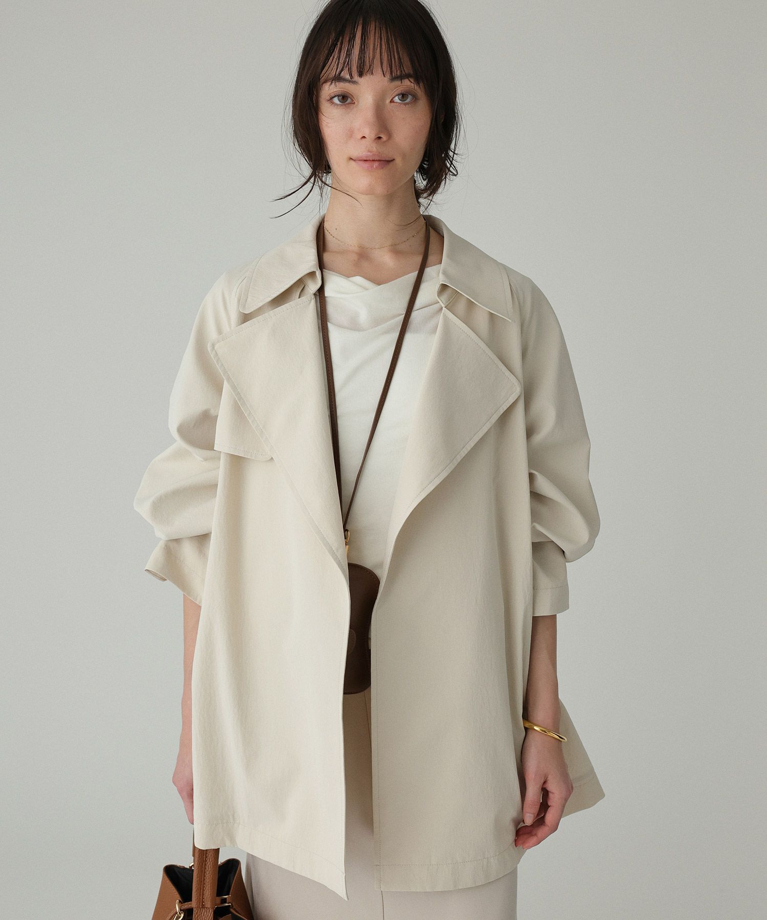 BABYLONE「【多機能素材】タイプライターショートトレンチ」|トレンチコート|