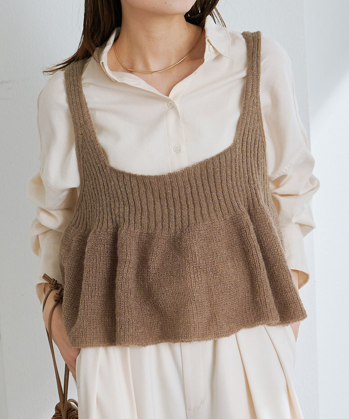  「【25AW新色展開/リバイバル】ニットフレアビスチェ」|ニット・セーター|ベージュ