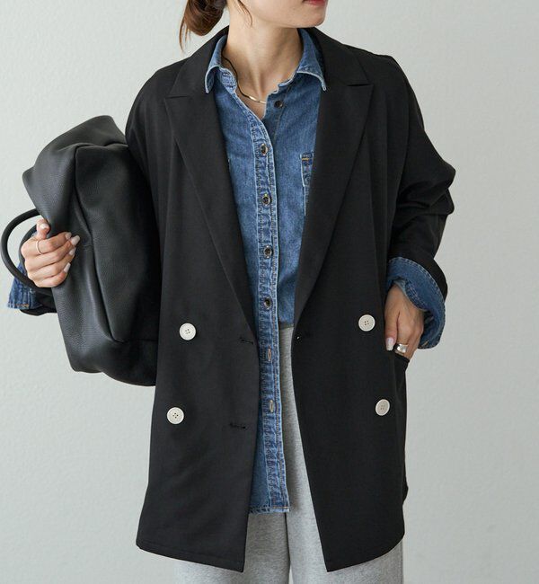  「【セットアップ対応】ダブルデザインストレッチテーラードジャケット」|テーラードジャケット|