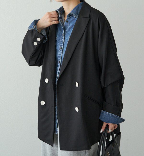  「【セットアップ対応】ダブルデザインストレッチテーラードジャケット」|テーラードジャケット|