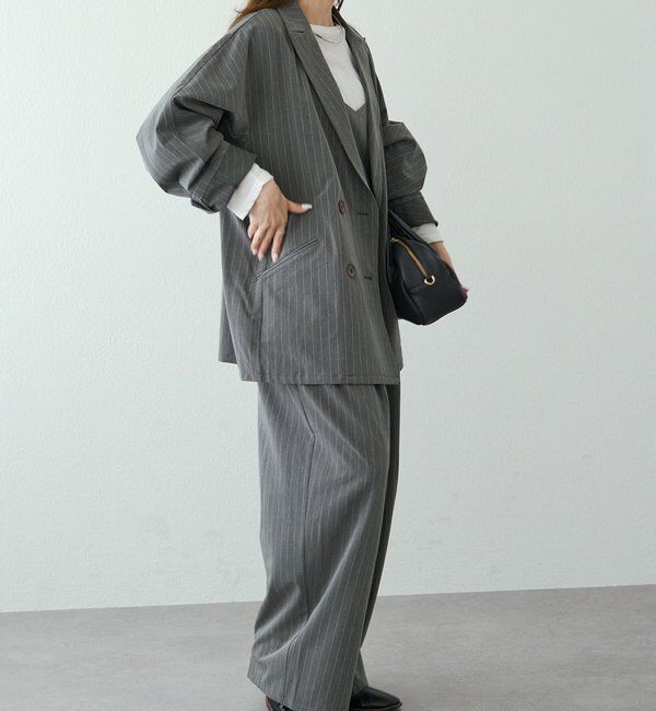  「【セットアップ対応】ダブルデザインストレッチテーラードジャケット」|テーラードジャケット|