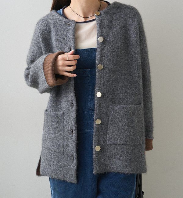  「Wフェイスニットノーカラーハーフコート」|その他|