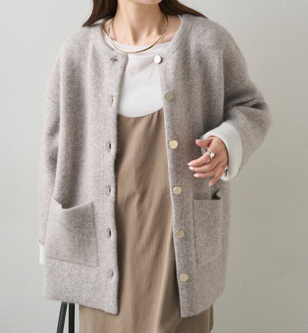  「Wフェイスニットノーカラーハーフコート」|その他|