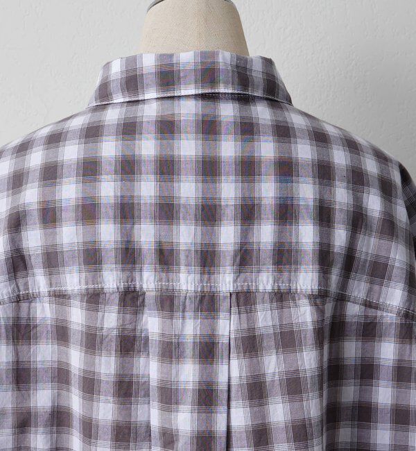  「綿麻チェックオーバーシャツブラウス」|シャツ・ブラウス|