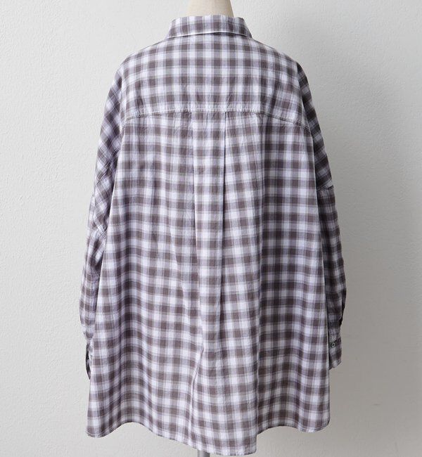  「綿麻チェックオーバーシャツブラウス」|シャツ・ブラウス|