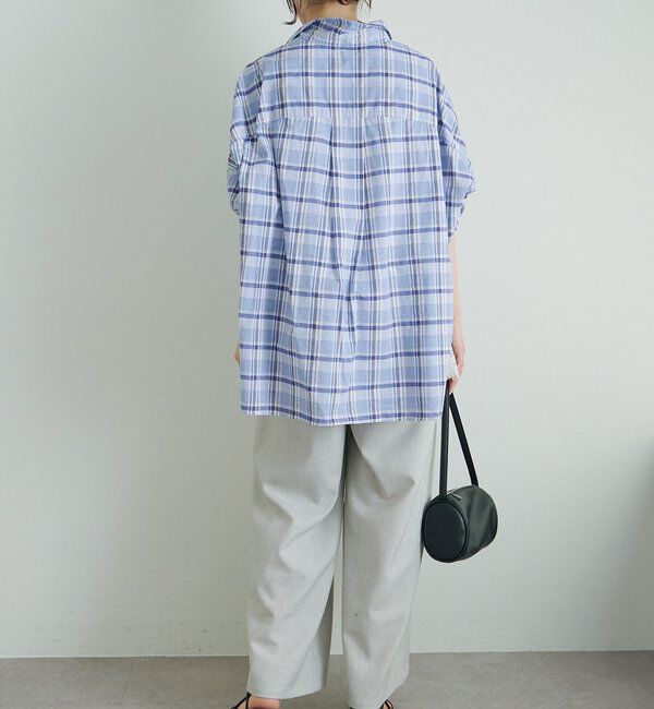  「綿麻チェックオーバーシャツブラウス」|シャツ・ブラウス|
