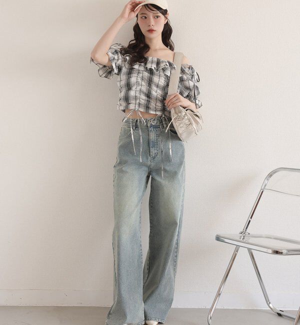  「〈S・Mサイズ展開〉ストレッチワイドデニム」|その他|