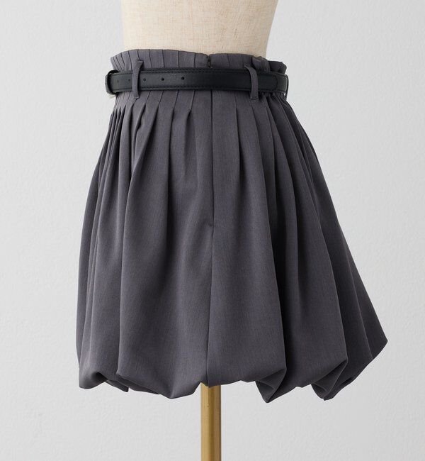  「ベルト付きプリーツバルーンミニスカート」|スカート|