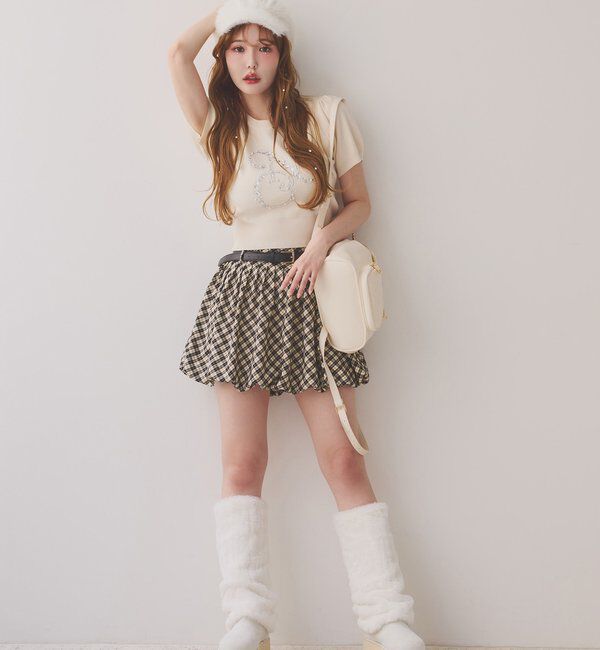  「ベルト付きプリーツバルーンミニスカート」|スカート|