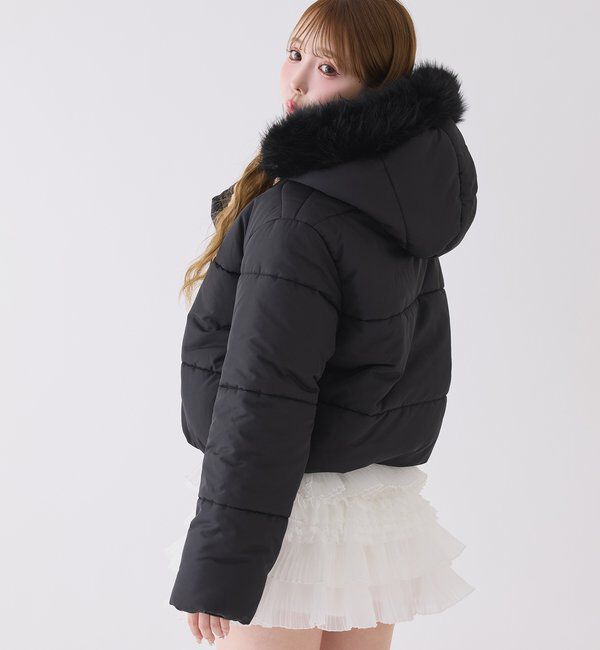  「ファー付きショートフェイクダウン」|ダッフルコート|
