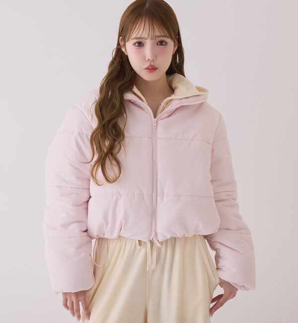  「ファー付きショートフェイクダウン」|ダッフルコート|