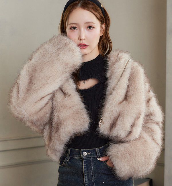  「フェイクファーショートブルゾン」|ダウンベスト・ベスト|