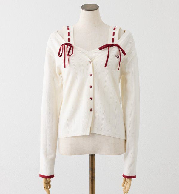  「【Heart collection】ハートボタンビスチェセットカーディガン」|ニット・セーター|