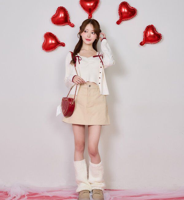  「【Heart collection】ハートボタンビスチェセットカーディガン」|ニット・セーター|