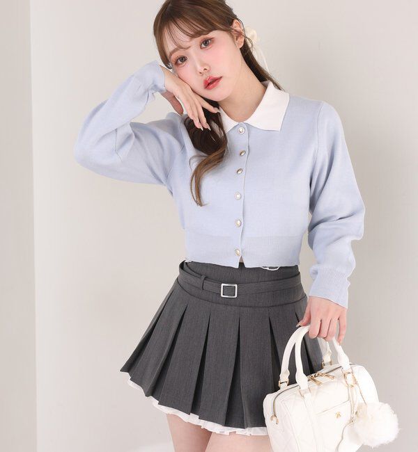  「【SMサイズ展開あり】ベルト付きレイヤードプリーツミニスカート」|チノ|