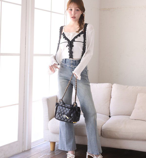  「レース付きニットビスチェ」|ニット・セーター|