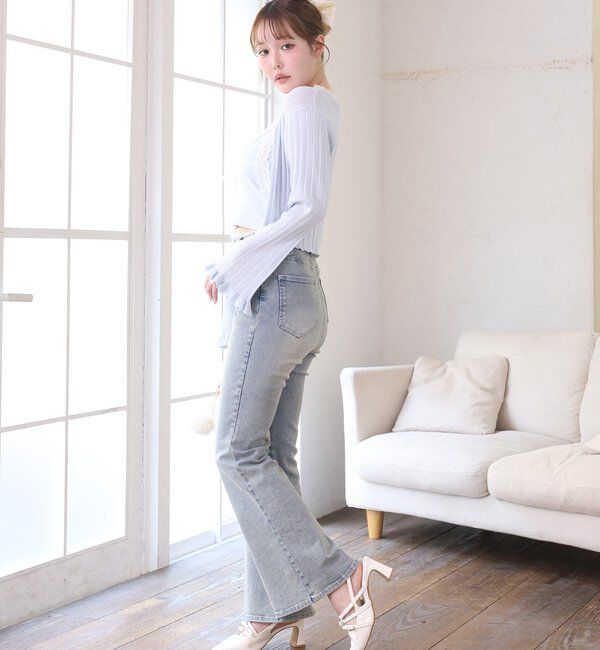  「レース付きリブカーディガン」|ニット・セーター|