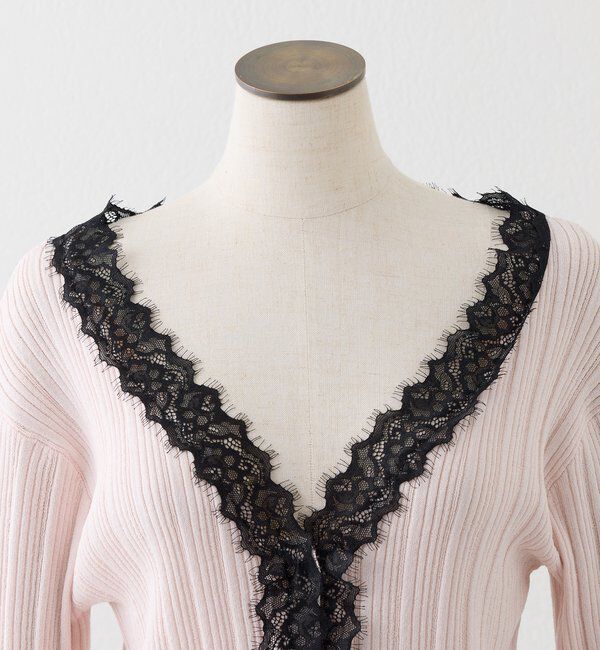  「レース付きリブカーディガン」|ニット・セーター|