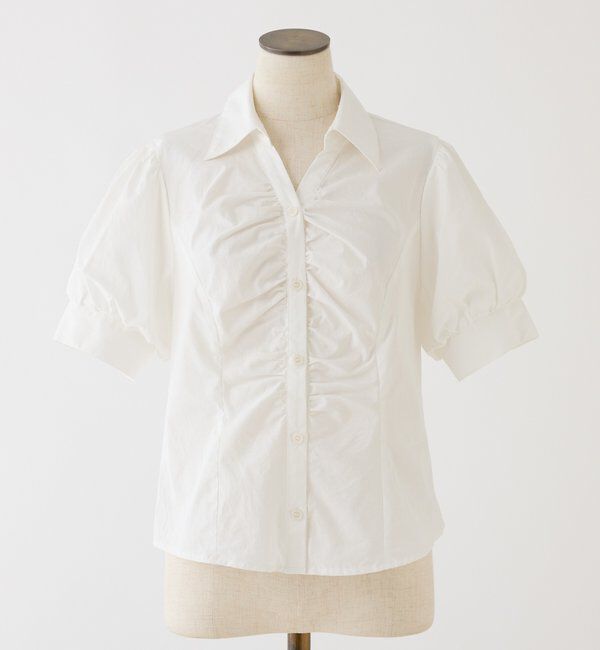  「フロントギャザー半袖ボウタイブラウス」|シャツ・ブラウス|