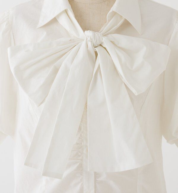  「フロントギャザー半袖ボウタイブラウス」|シャツ・ブラウス|