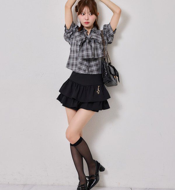  「フロントギャザー半袖ボウタイブラウス」|シャツ・ブラウス|