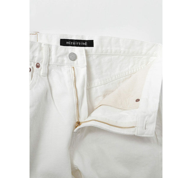 mizuiro ind「mizuiro ind 8分丈ホワイトデニム」|デニム|