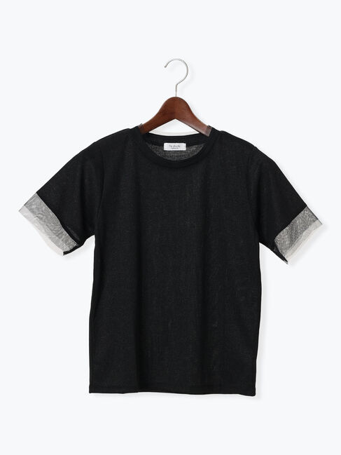 Te chichi TERRASSE「ラメテレコチュール切替トップス」|その他|ブラック