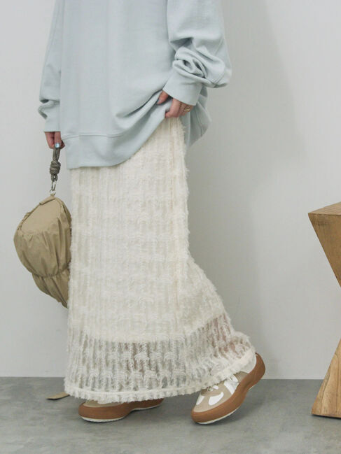Samansa Mos2 blue「フリンジレーススカート」|スカート|キナリ