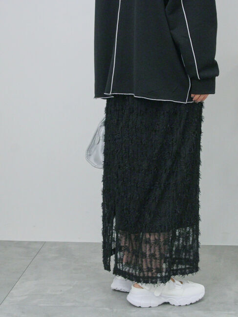 Samansa Mos2 blue「フリンジレーススカート」|スカート|