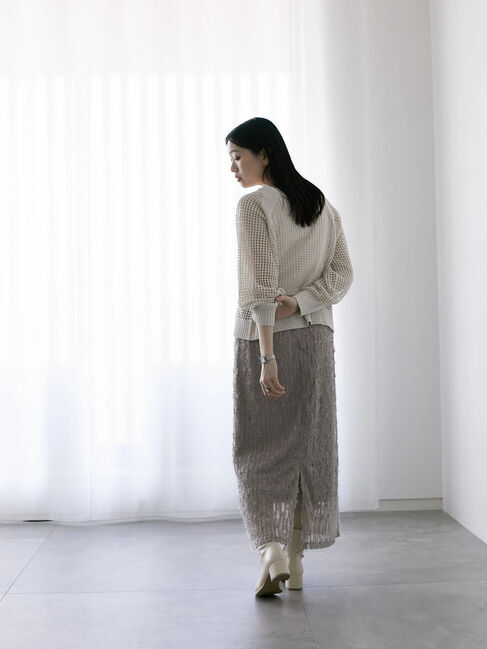 Samansa Mos2 blue「フリンジレーススカート」|スカート|