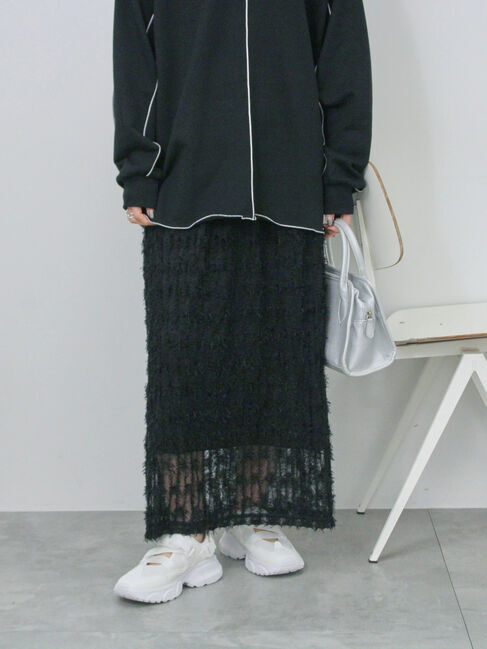 Samansa Mos2 blue「フリンジレーススカート」|スカート|