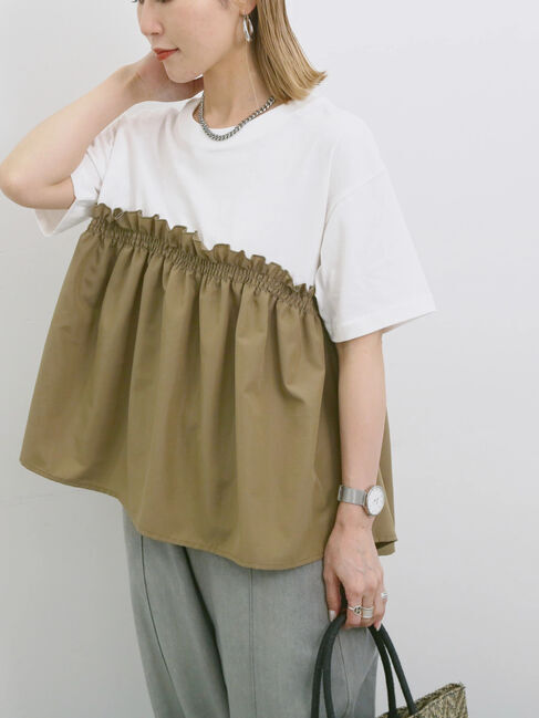 Samansa Mos2 blue「アソートドッキングプルオーバー」|Tシャツ・カットソー|