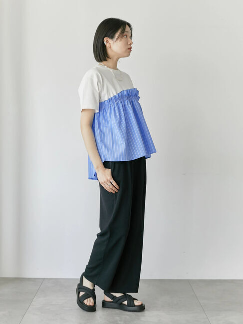 Samansa Mos2 blue「アソートドッキングプルオーバー」|Tシャツ・カットソー|