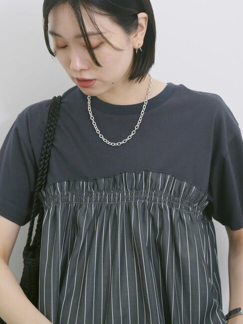 Samansa Mos2 blue「アソートドッキングプルオーバー」|Tシャツ・カットソー|