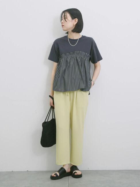 Samansa Mos2 blue「アソートドッキングプルオーバー」|Tシャツ・カットソー|