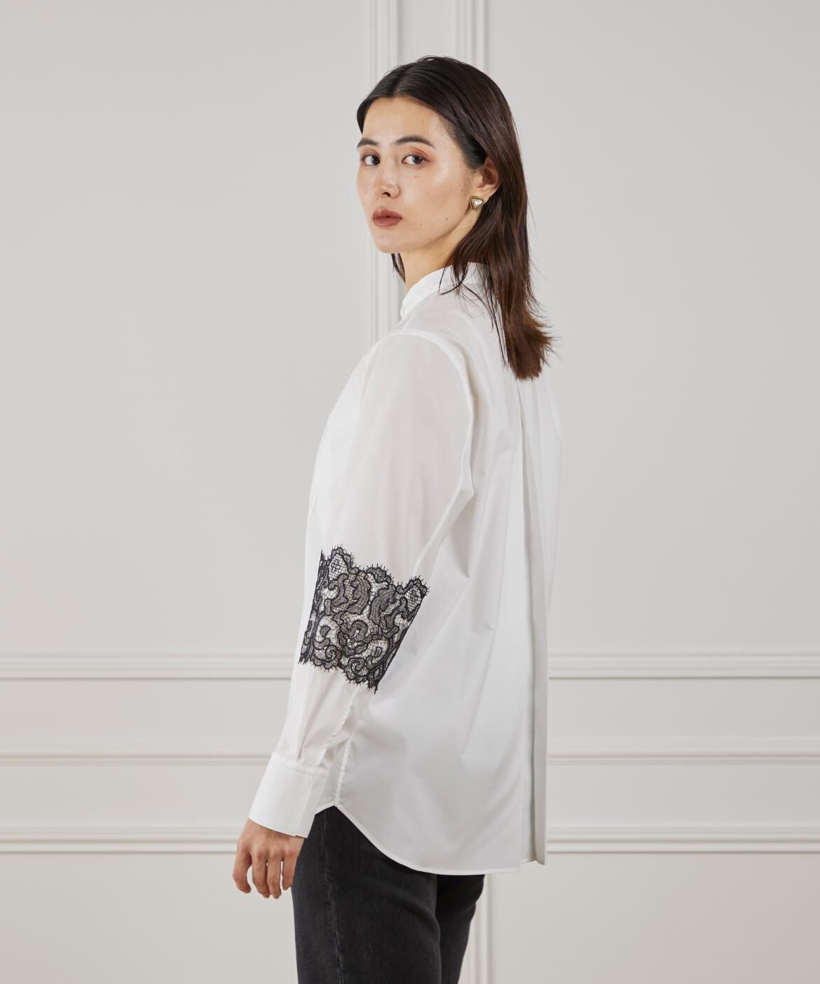 Maglie le cassetto「《M Maglie le cassetto》ユニセックスレースドッキングブラウス」|シャツ・ブラウス|