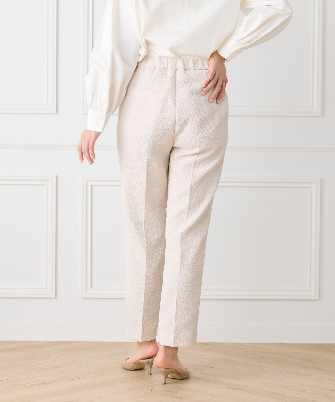 7-IDconcept.「フクレジャカード センタープレスパンツ」|スラックス|