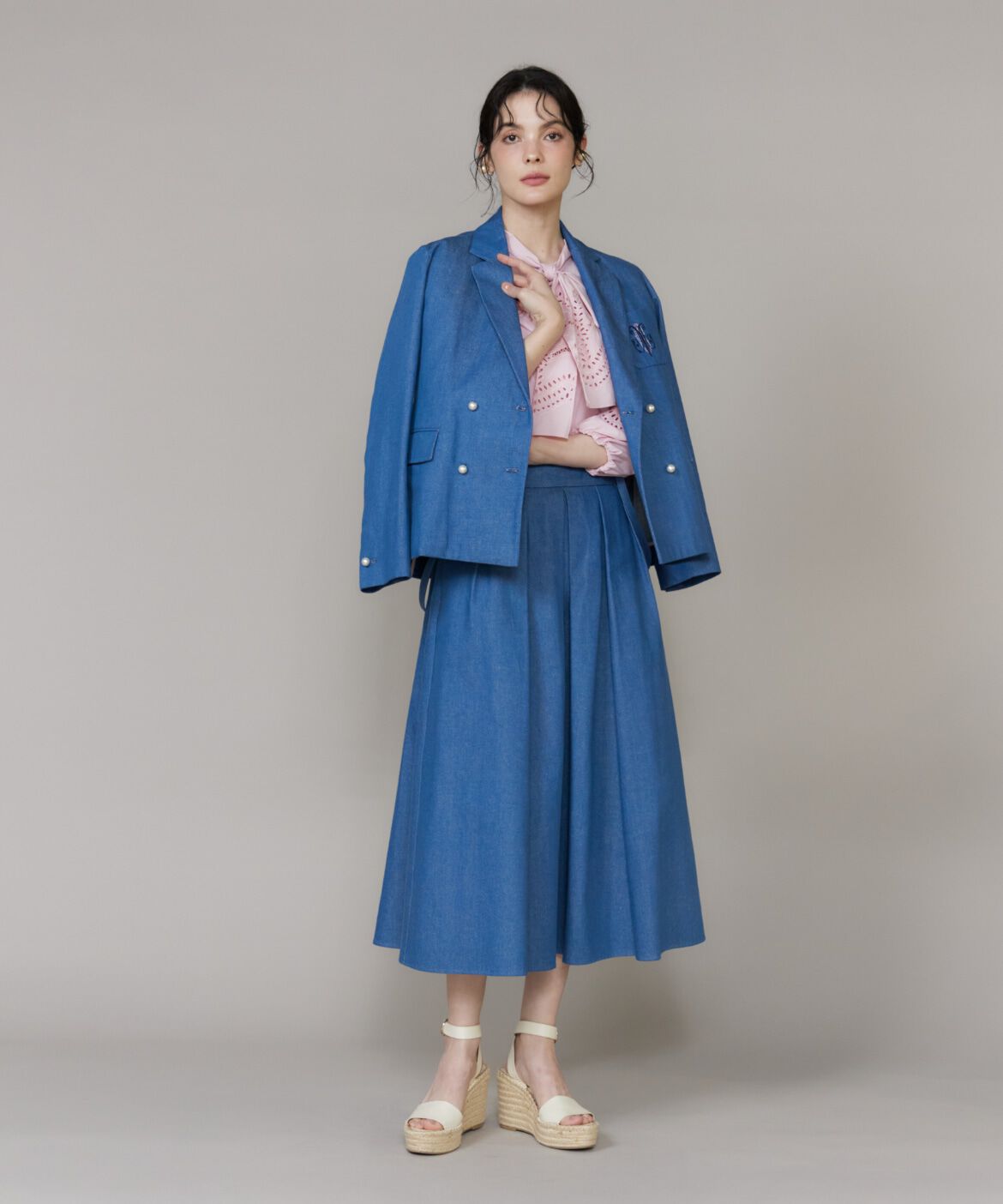 Maglie le cassetto「《大きいｻｲｽﾞ》《WEB･POPUP限定》刺繍ｺﾝﾊﾟｸﾄﾃﾞﾆﾑｼﾞｬｹ  」|デニムジャケット|