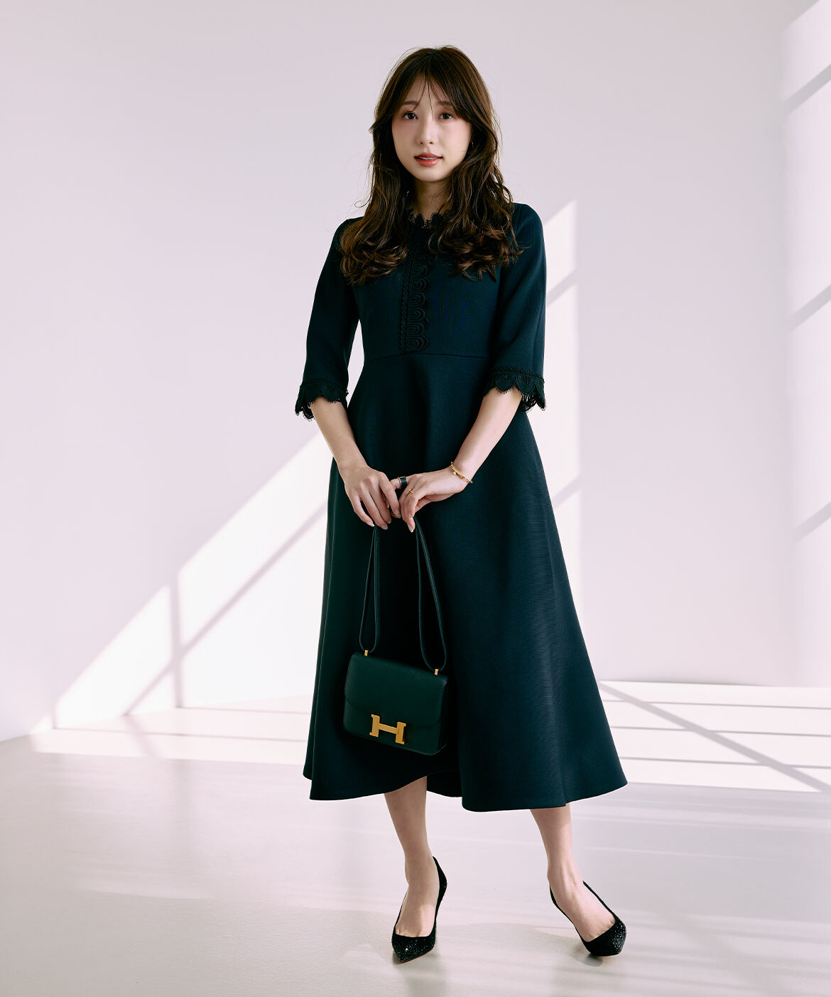 Maglie le cassetto「《M Maglie le cassetto&times;冨張愛》愛されクラシカル&ldquo;Lace&rdquo;ニットワンピース」|ワンピース|