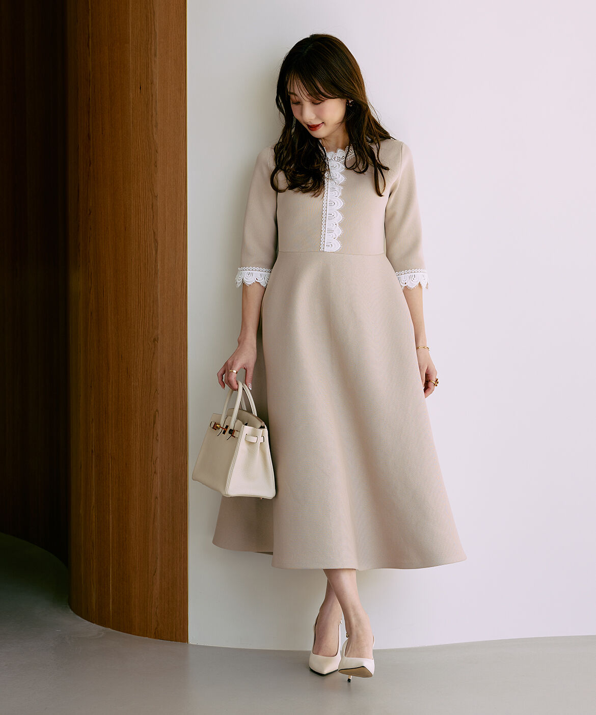 Maglie le cassetto「《M Maglie le cassetto&times;冨張愛》愛されクラシカル&ldquo;Lace&rdquo;ニットワンピース」|ワンピース|