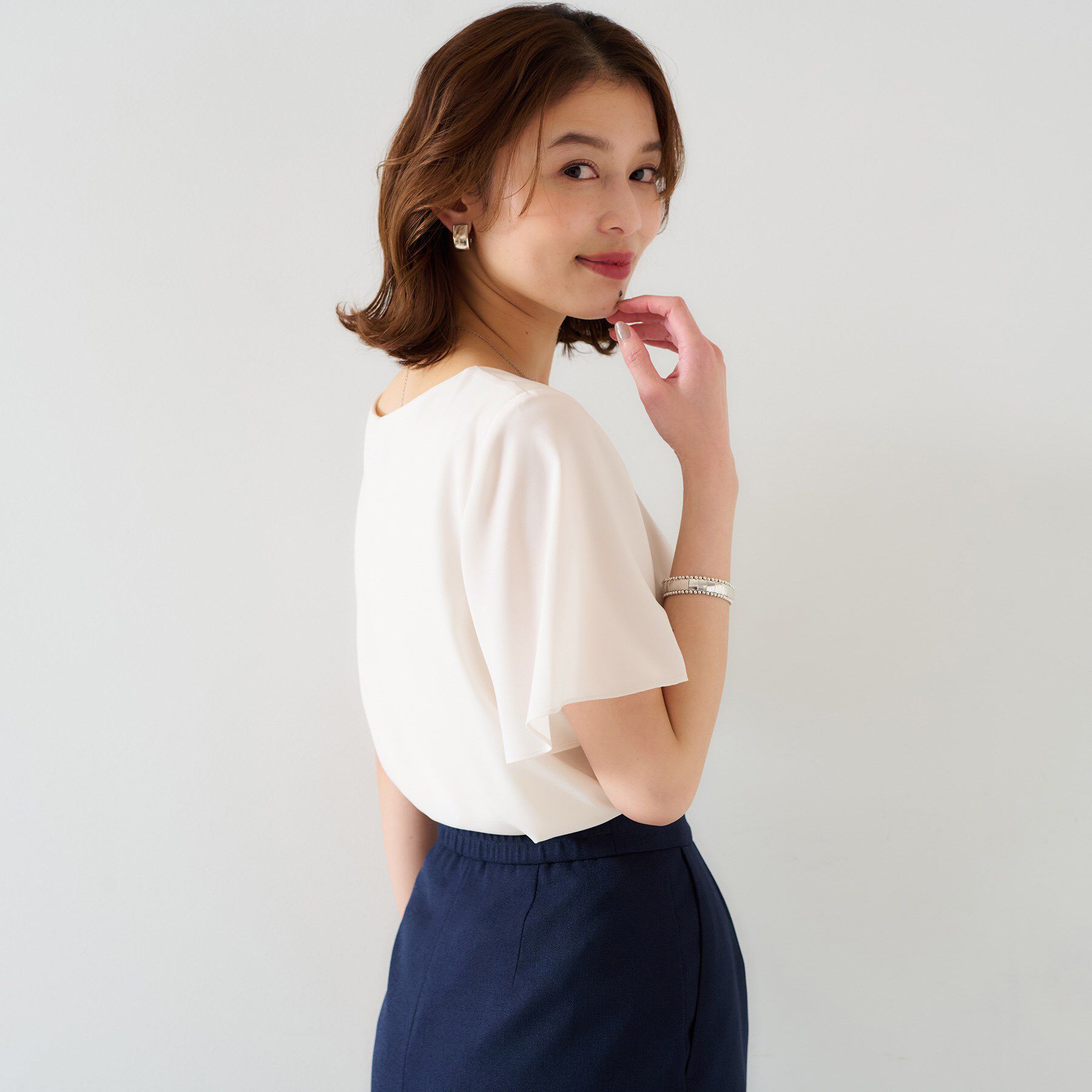 UNTITLED「【通勤／二の腕カバー】フロントタックブラウス」|シャツ・ブラウス|