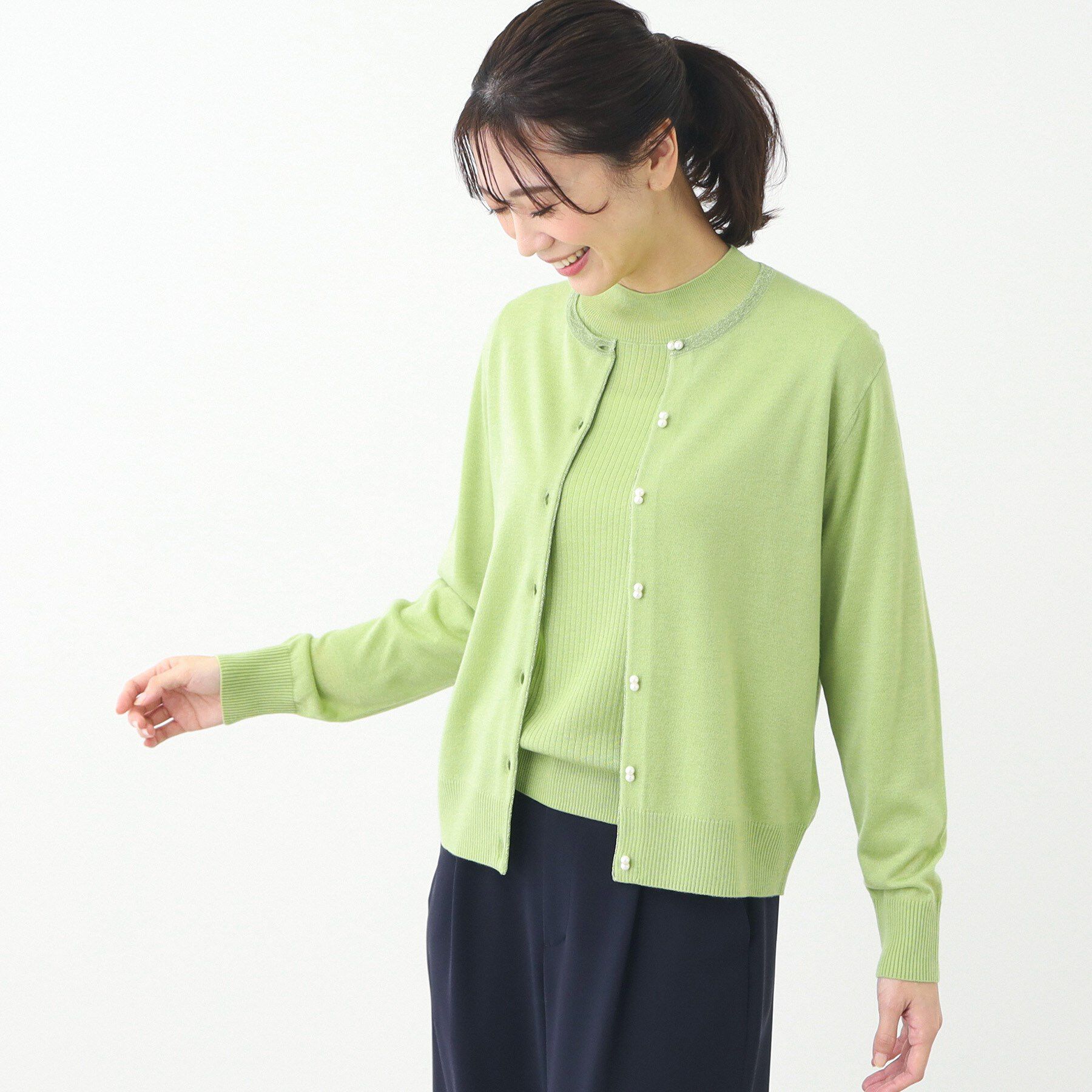 Reflect「【夏SALE／手洗い可】カーディガン＋ニットツインセット」|その他|ライトグリーン(02