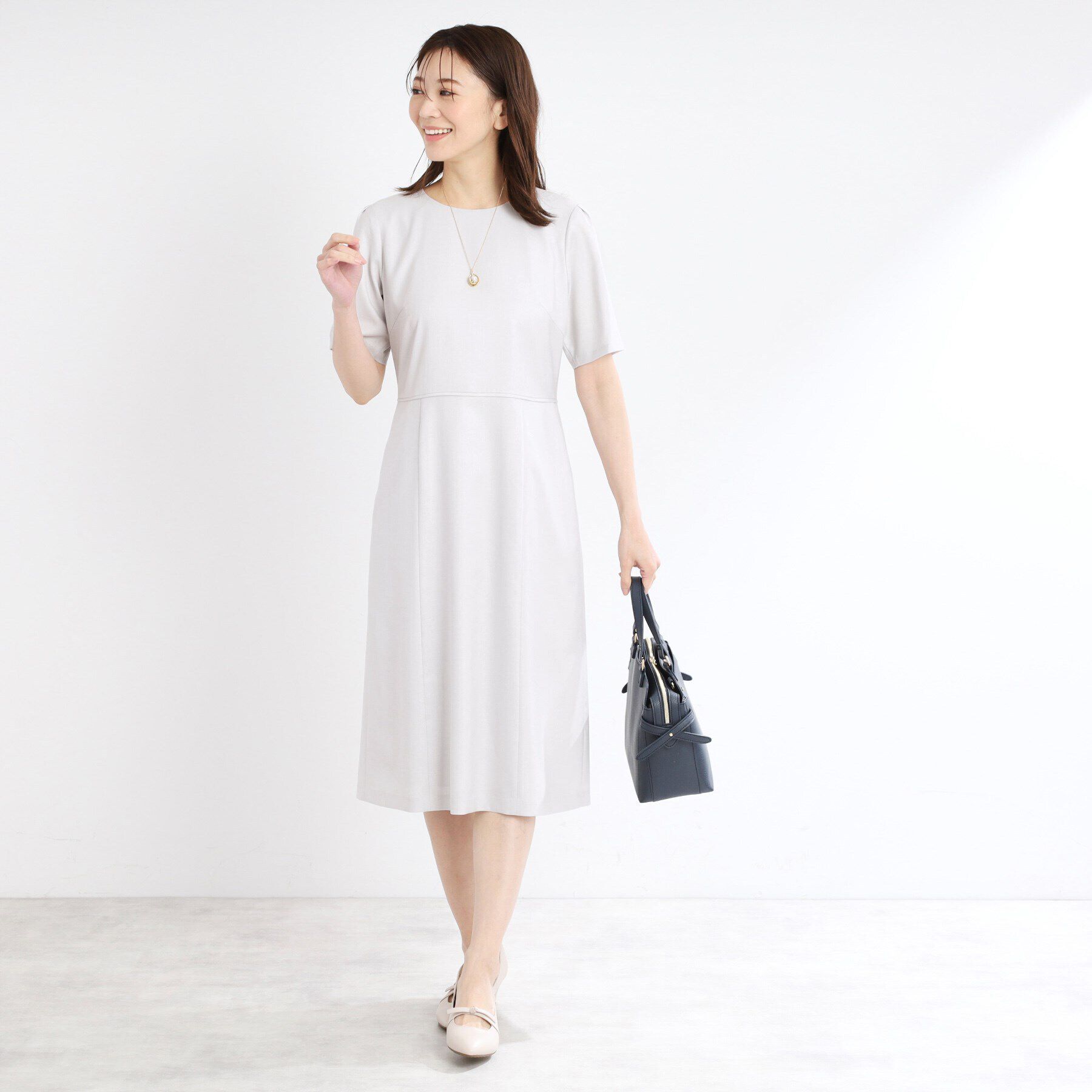 Reflect「【夏SALE／UVカット／洗える／セットアップ可】ドライタッチ五分袖ワンピース」|ワンピース|