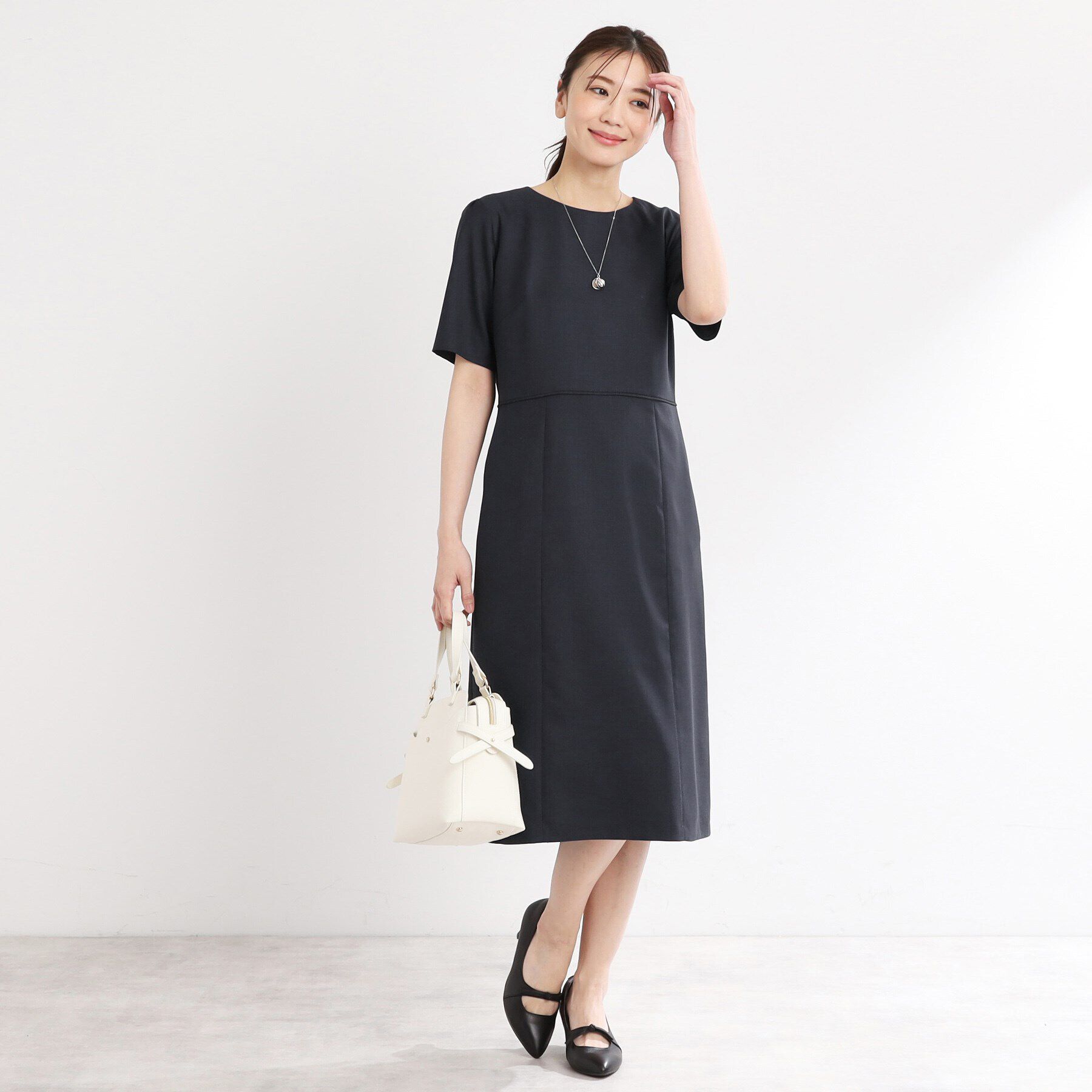 Reflect「【夏SALE／UVカット／洗える／セットアップ可】ドライタッチ五分袖ワンピース」|ワンピース|