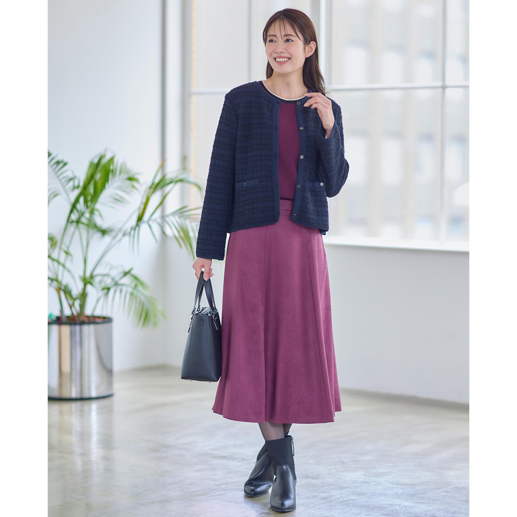 Reflect「【ジャケット合わせにぴったり◎】スエードライクフレアスカート」|スカート|