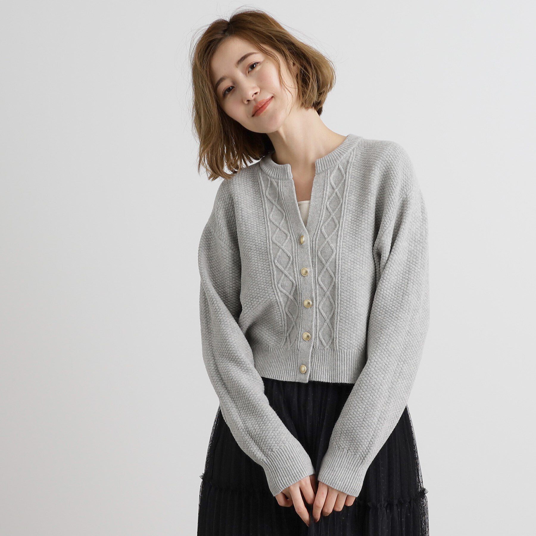 grove「スリットネッククロップドカーディガン」|カーディガン|